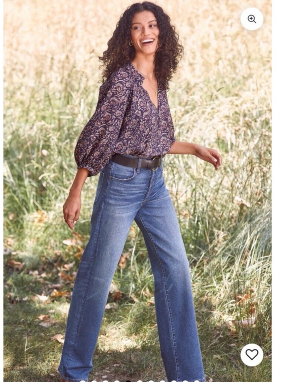 Evereve The Ever Trouser High Rise Wide Leg Jeans sz 29 Blue Button Fly long - Picture 2 of 13